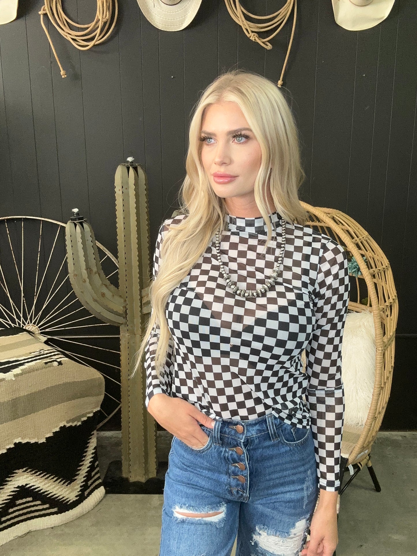 WESTERN CHECKERED TOP