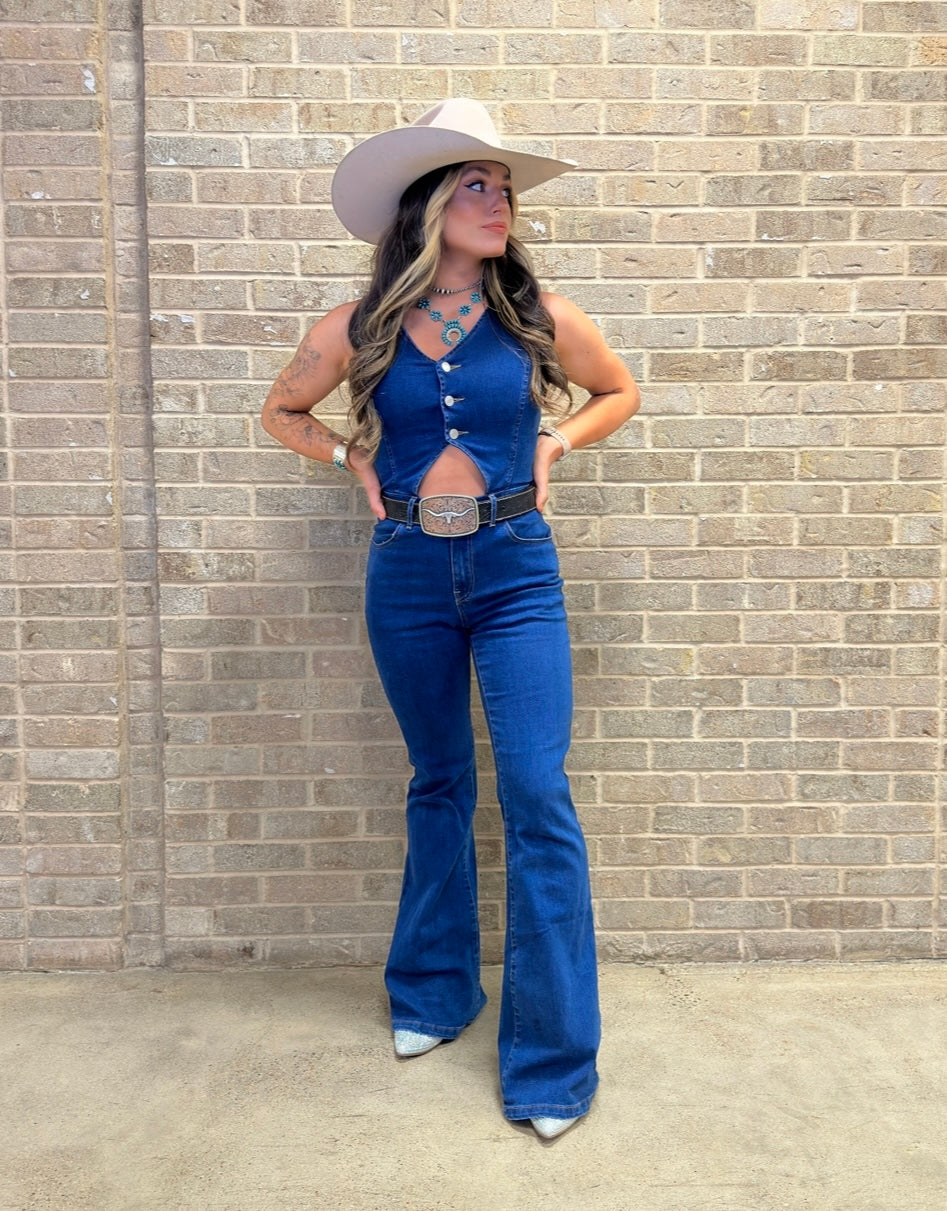 WESTERN CHIC DENIM JUMPSUIT