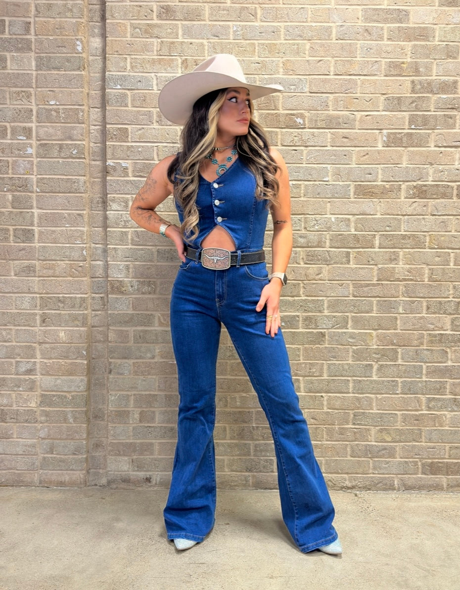 WESTERN CHIC DENIM JUMPSUIT