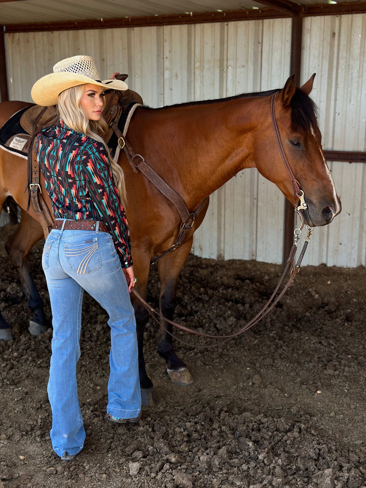 AZTEC COWGIRL BUTTON UP