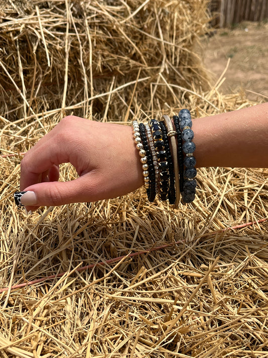 STACKED BLACK & GOLD BRACELET