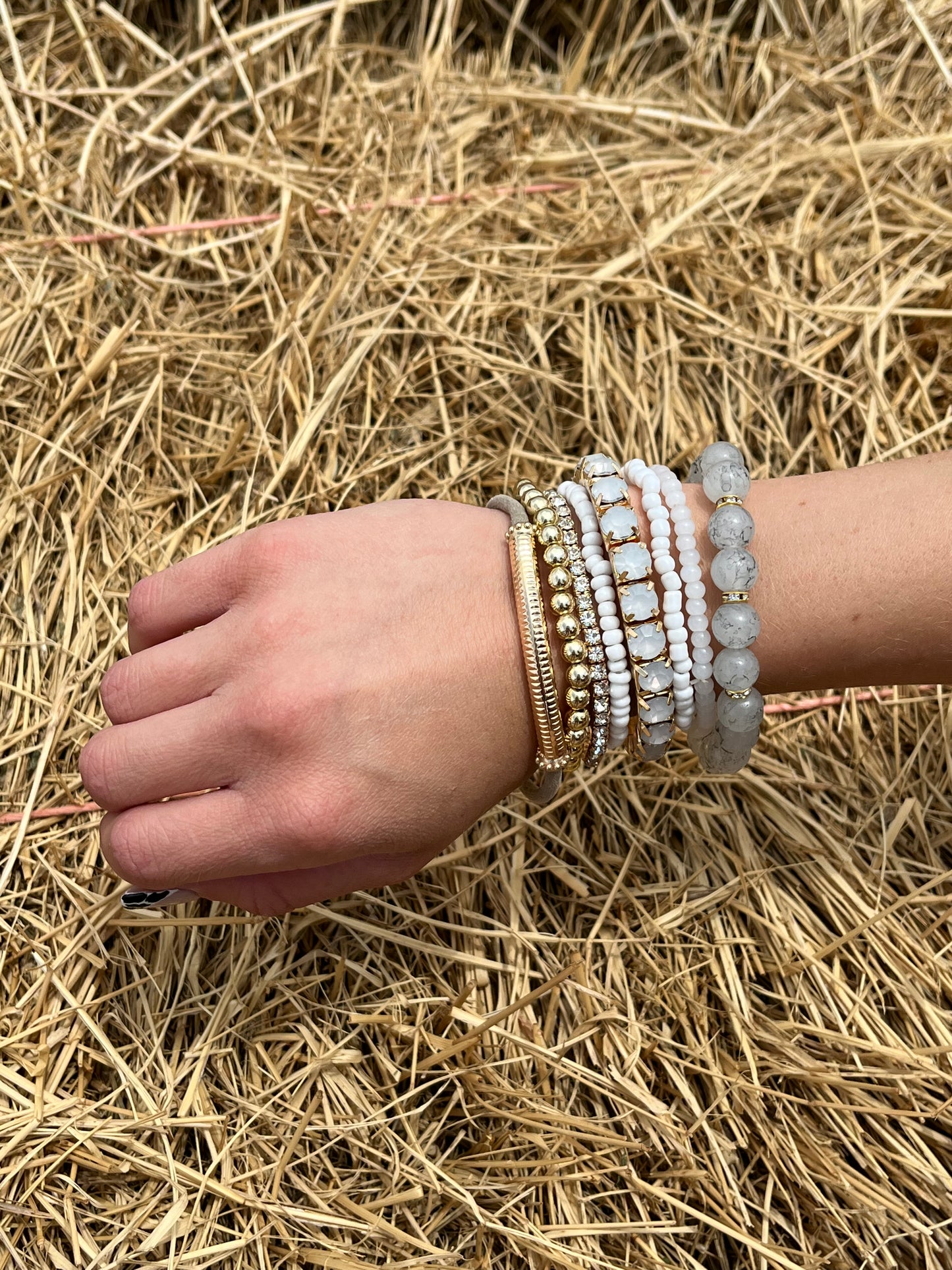 STACKED WHITE & GOLD BRACELET